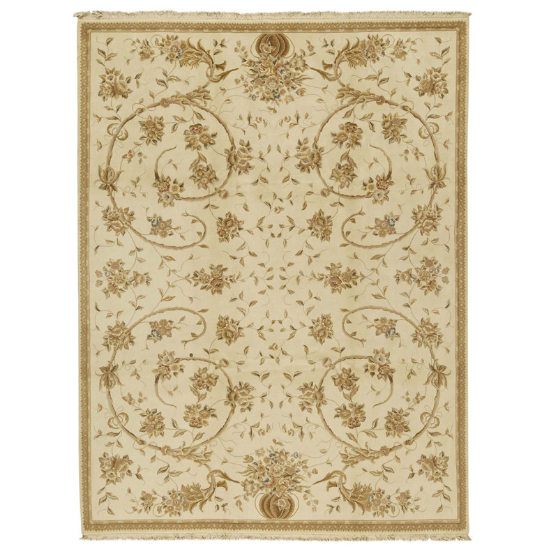 High-Quality Hand-Knotted Ivory Area Rug