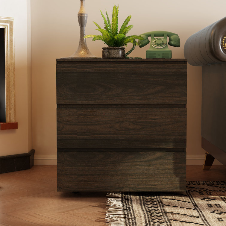 32.9 INCH H Modern 3-Drawer End Table With Handleless Front, Compact Design & Multiple Finishes – Versatile Nightstand Or Side Cabinet