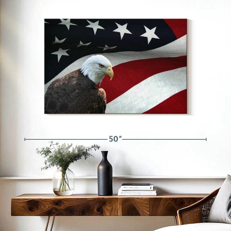 Brampt US Flag And The Bald Eagle, 26" H x 39" W