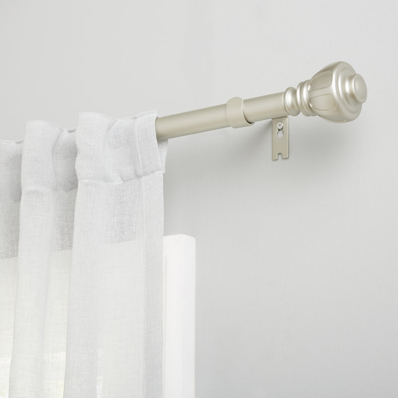 Adjustable Single Curtain Rod, Matte Nickel