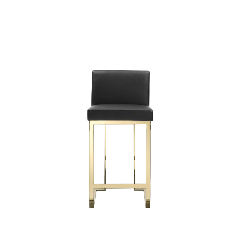 Tabouret de bar en simili-cuir Pangea Home Dexter, Similicuir noir, Similicuir blanc