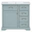 36 Meuble-lavabo 36 po de couleur grise moderne, lavabo en céramique imperméable, fonction de fermeture en douceur, 2 tiroirs basculants, bois massif coulissant et fabrication