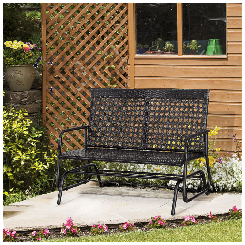 Chaise berçante de patio en osier pour 2 personnes