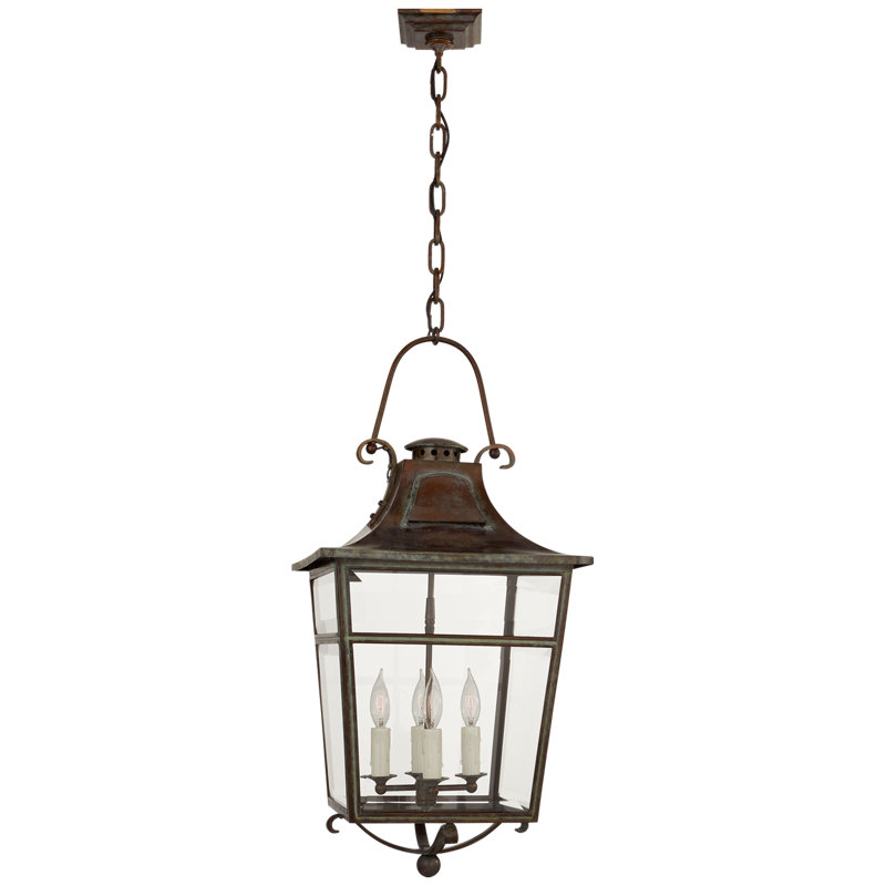Ralph Lauren Home Carrington 4 Light Chandelier, 34.5"H x 16"W x 16"D, Weathered Verdigris