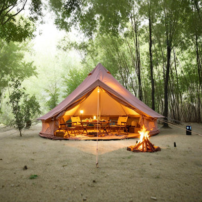 4 Season Oxford Bell Tent with Stove Jack, 9.8 ft Glamping Camping Tent for 3-4 People
