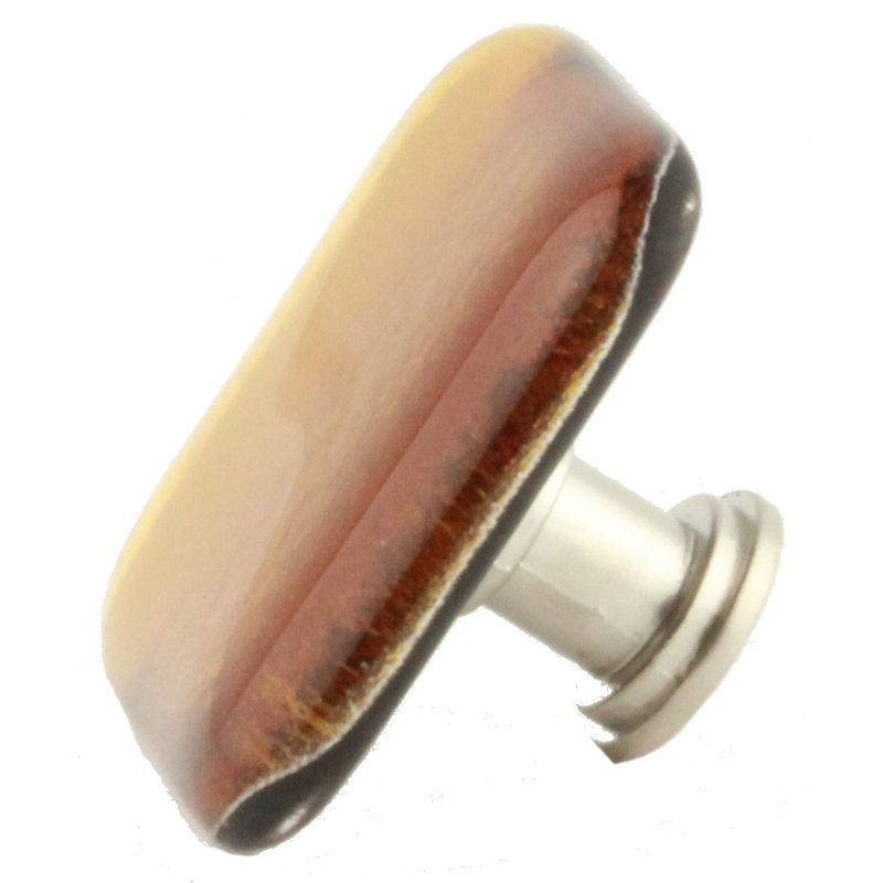 (5 Pack) 1-1/2 inch Handcrafted Glass Knob, Amber/Satin Nickel