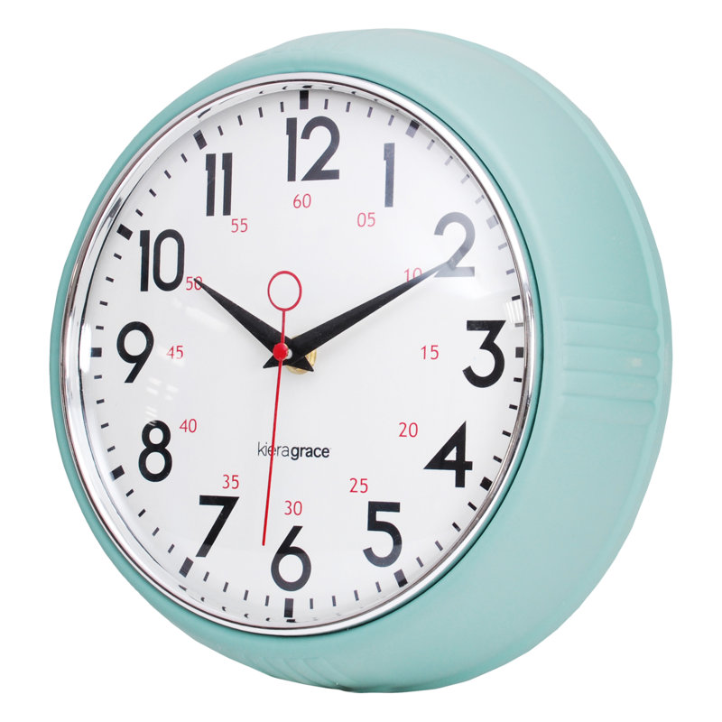 Retro Mint Green 10-Inch Plastic Wall Clock