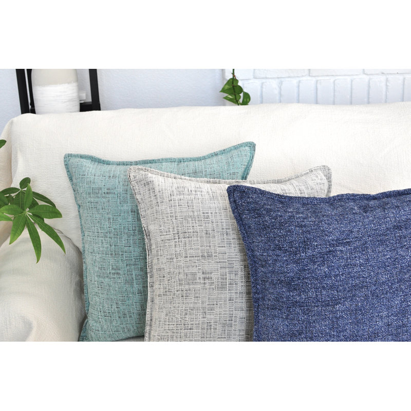 Oveesha Cream White Chenille Square Throw Pillow Covers, 20" x 20" (Set of 2)