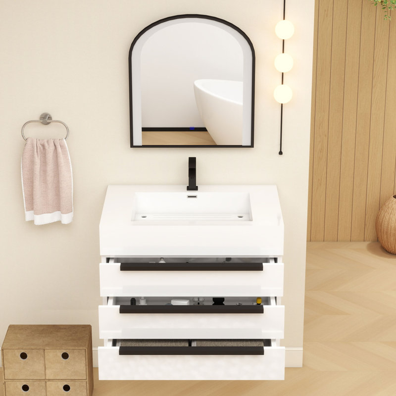 Meuble-lavabo mural simple l 30 po x P 20 po x H 21 po, Blanc
