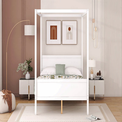 Canopy Platform Bed With Headboard And Footboard
