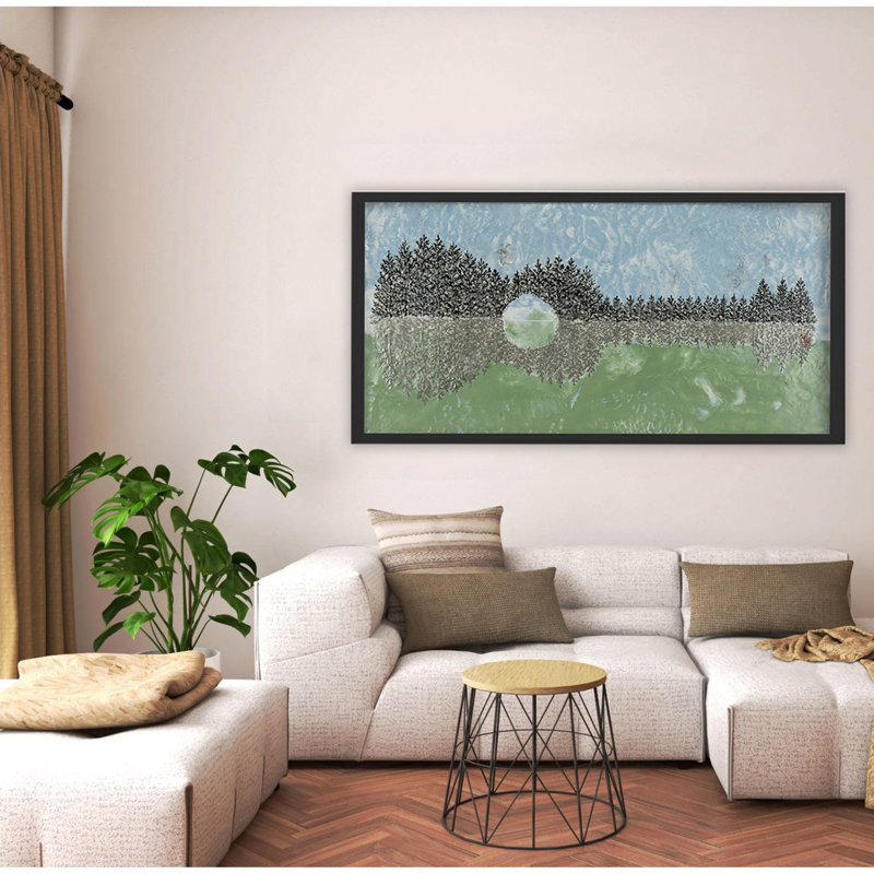 "Emerald Waters", art mural sur toile, Cadre flottant noir, H 24 po x l 48 po