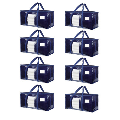 Paquet de 8 sacs extra-larges robustes 180GSM, 130LBS 100L avec fenêtre visible, gris