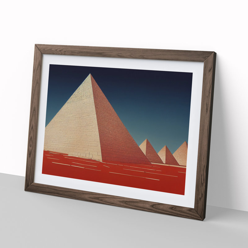 Awesome Pyramids - Framed Print, 46cm H x 64cm W x 2cm D, Walnut