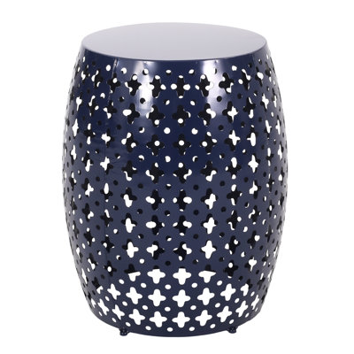 Navy Blue Side Table - Modern, Metal Frame, 16.50 X 20.50, No Assembly Trouble End Modern With Iron Cut,