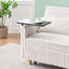 Bureau convertible en velours côtelé beige avec double tablette mobile et interface pour les intérieurs modernes, pour vous simplifier la vie.