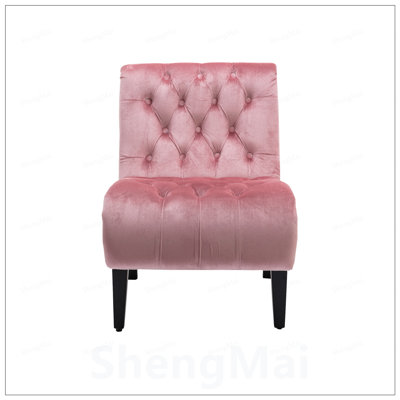 Modern Velvet Armless Accent Chair with Wooden Legs, Comfortable and Stylish for Living Room, Bedroom, or Office