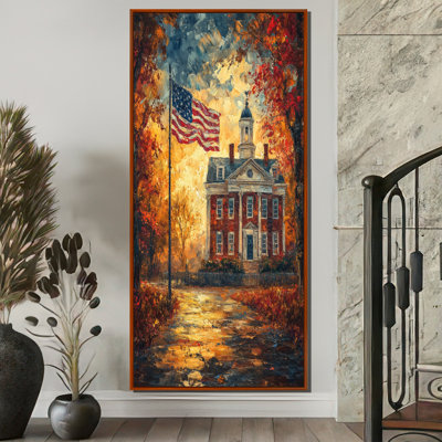Dultach American Flags Waving Outside Independence Hall - Usa Patriotist Wall Art