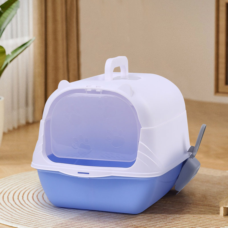 Polyethylene Plastic Litter Box with Scoop, Blue