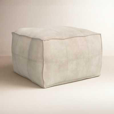 Shara 28" Genuine Leather Pouffe