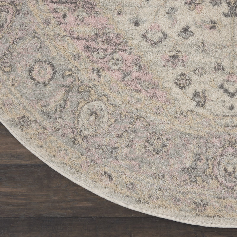 Tapis ivoire moderne Deedra, Rond 5 pi 3 po