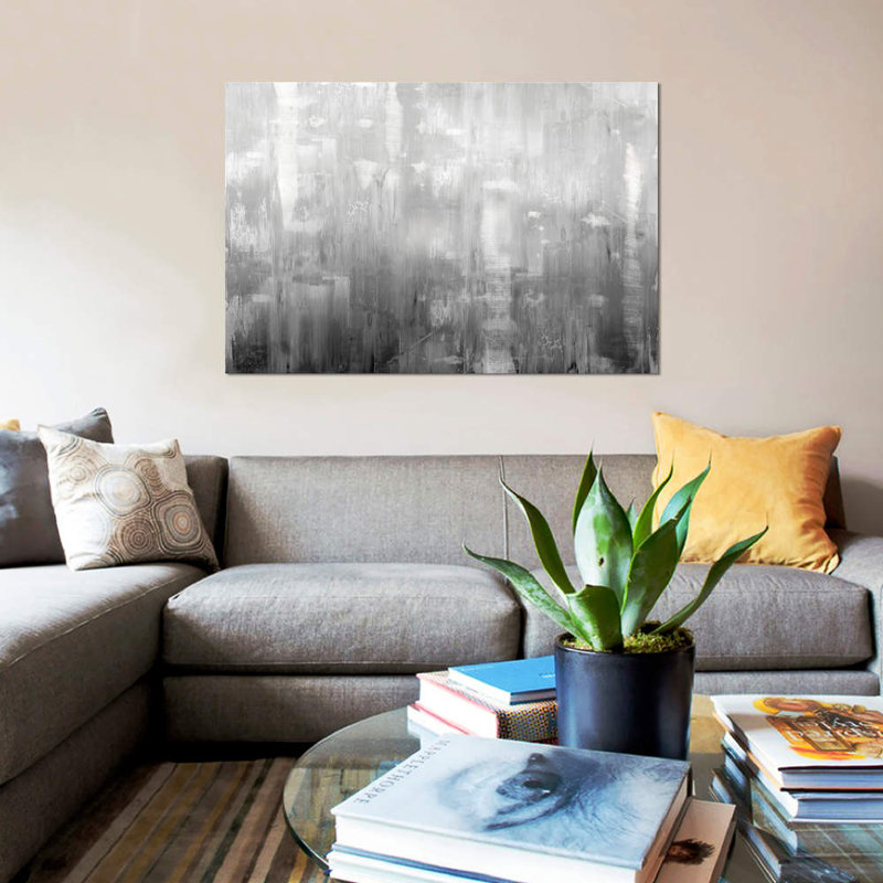 «Textural In Grey» par Justin Turner, impression sur toile tendue, H 18 po x l 26 po x P 1,5 po, Toile tendue, Pas de tapis