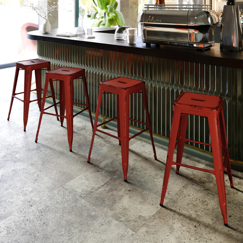 Kai Industrial Style Bar Stool - Set of 4 - Modern Metal Counter or Bar Height, Counter Stool (24" Seat Height), Kelly Blue