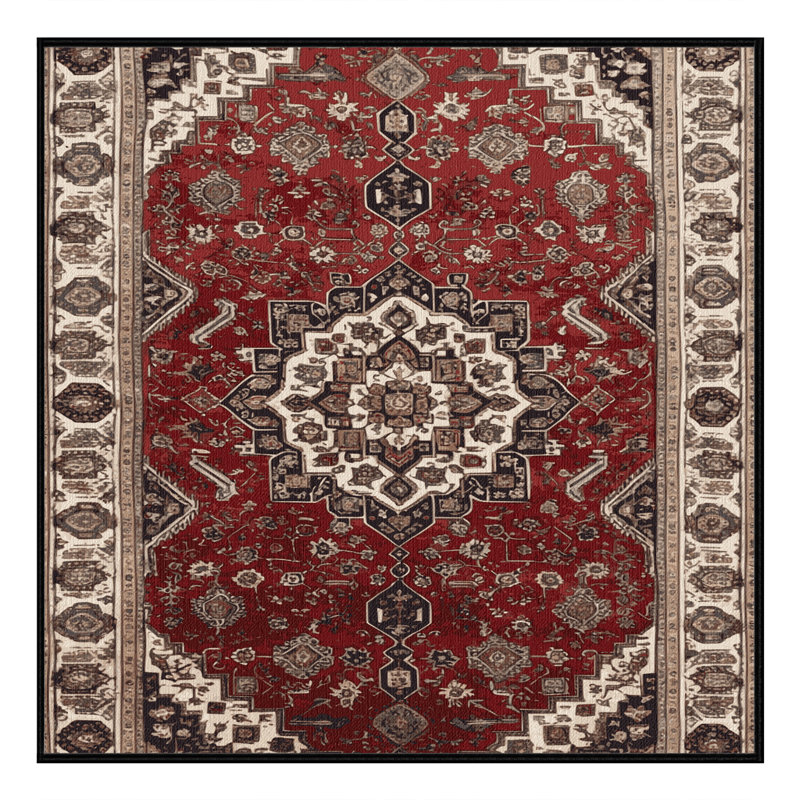 Tapis persan noir lavable à la machine, Carré 3 pi