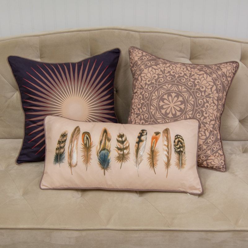 Mojave Charcoal and Tan Mandala Square Throw Pillow