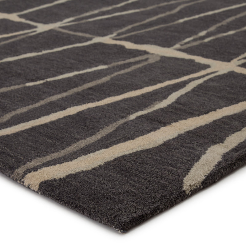 Turin Hand-Tufted Gray/Cream Area Rug, Rectangle 5' x 8'