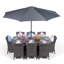 Karcher 8 - Person Patio Dining Set Umbrella Hole Included Rectangular Table with Cushions Included
