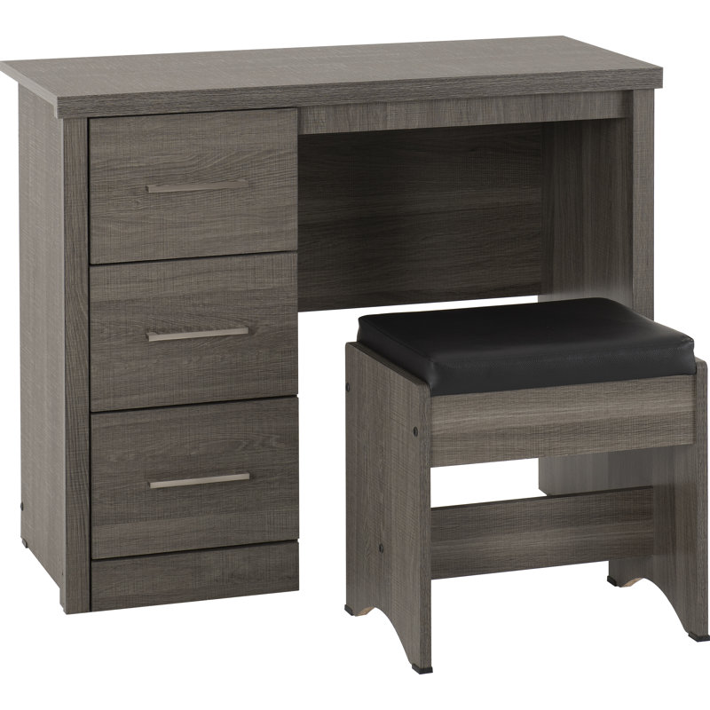 Arjon Dressing Table Set, Black Wood Grain