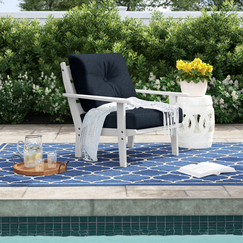 Sarahi POLYWOOD x Sol 72 Traditional Deep Seating Chair, Marine Indigo, White