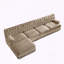 Canapé Chesterfield 135 en L en velours avec jupe à pampilles-940351155