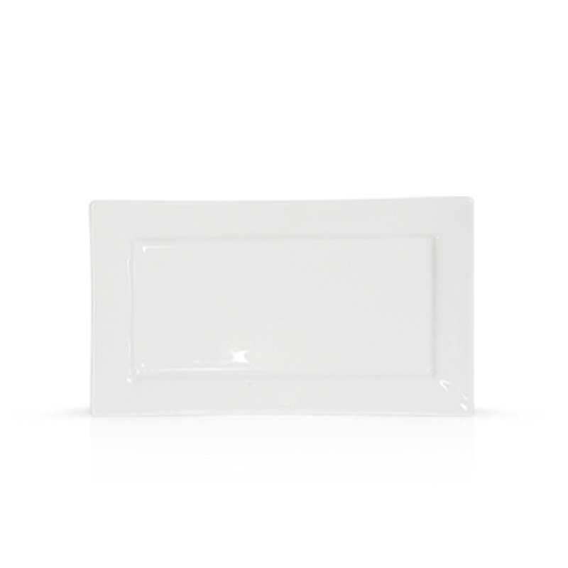 Assiette à salade rectangulaire 12 po - Assiette de service en porcelaine blanc perle pour salades et desserts