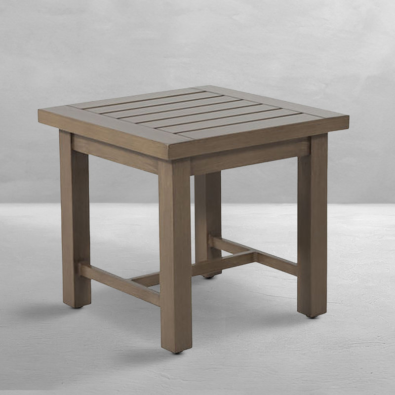 Club Aluminum Outdoor Side Table, Oak