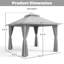 Gazebo de terrasse Yardgrace 3 m x 3 m avec toit souple, auvent à 2 niveaux, moustiquaire et rideaux d'intimité, gris-135823914