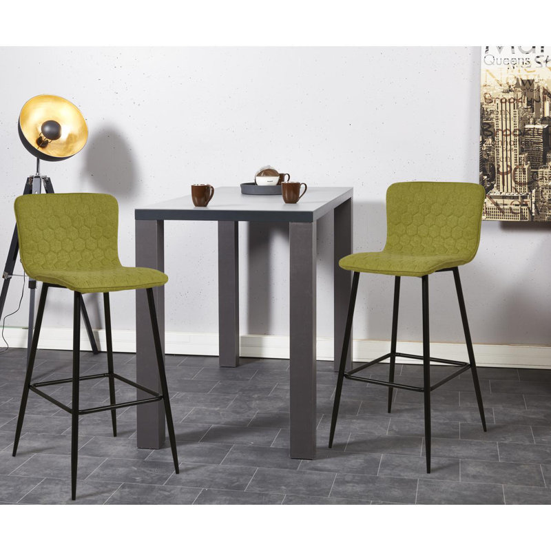 Tolbert Upholstered Counter Stool with Metal Frame, Green