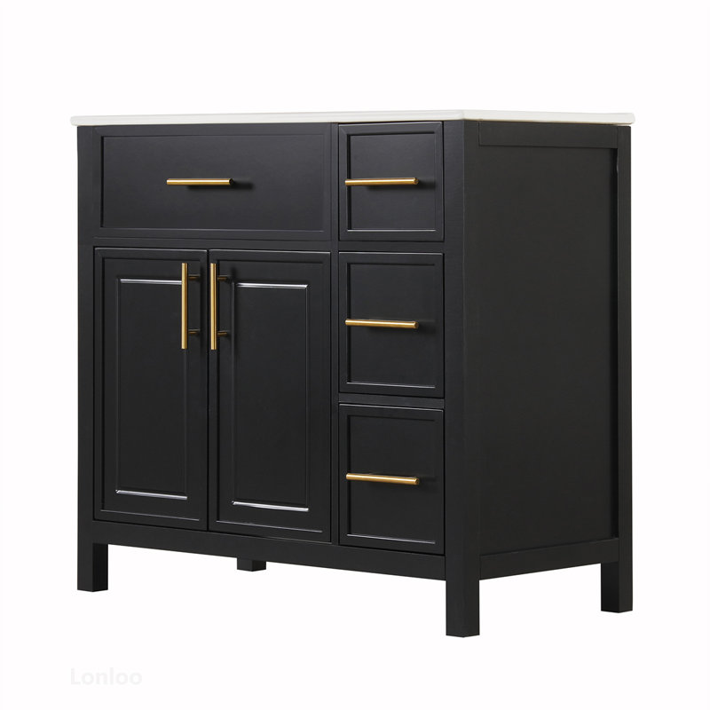 Meuble-lavabo de haute qualité avec plusieurs options de rangement et un design élégant, Noir