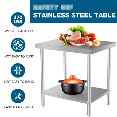 36''*24'' Stainless Steel Home And Commercial Kitchen Work Table With Under Shelf, 32 - Inch Tall, Long Lasting Build 36''X24'' Restaurant Prep High, Comfortable Height