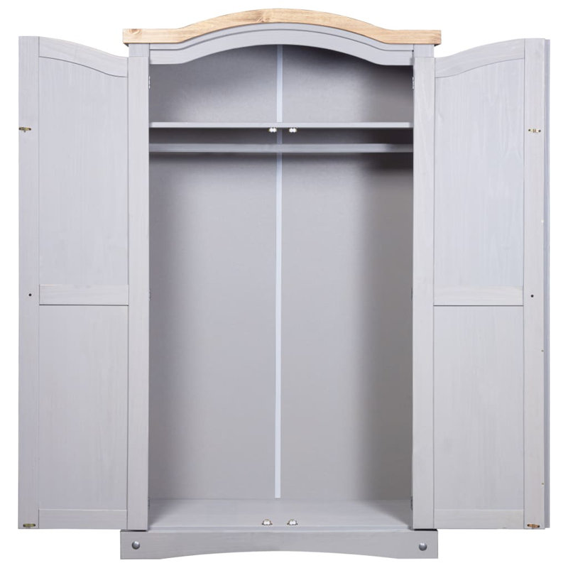 Bartz 2 Door Solid Wood Wardrobe, Grey