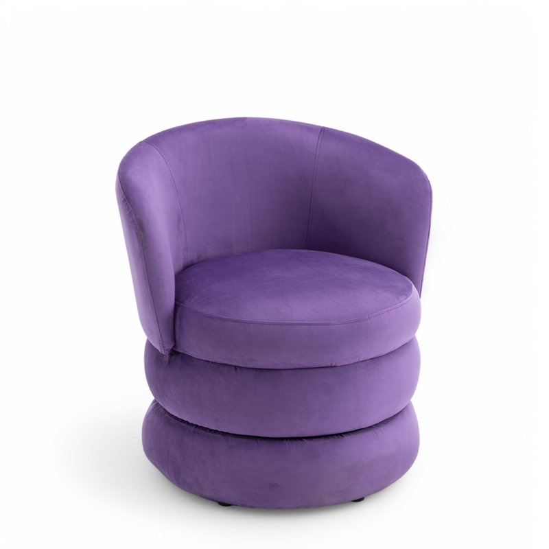 Upholstered Swivel Barrel Chair, Purple Velvet