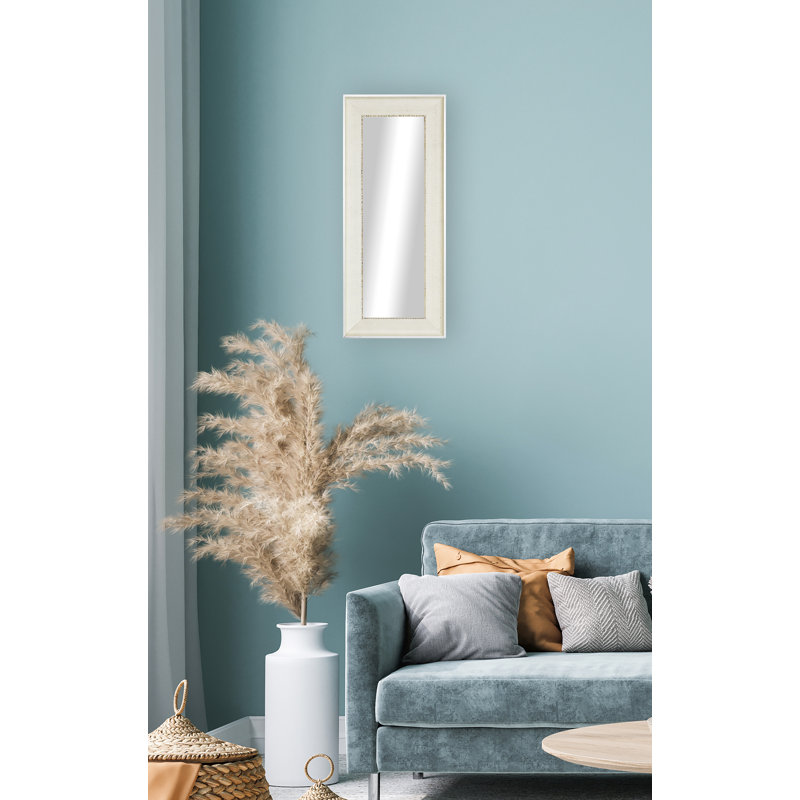 Truluck Solid Wood Flat Mirror, 23.5" H x 7.5" W, White