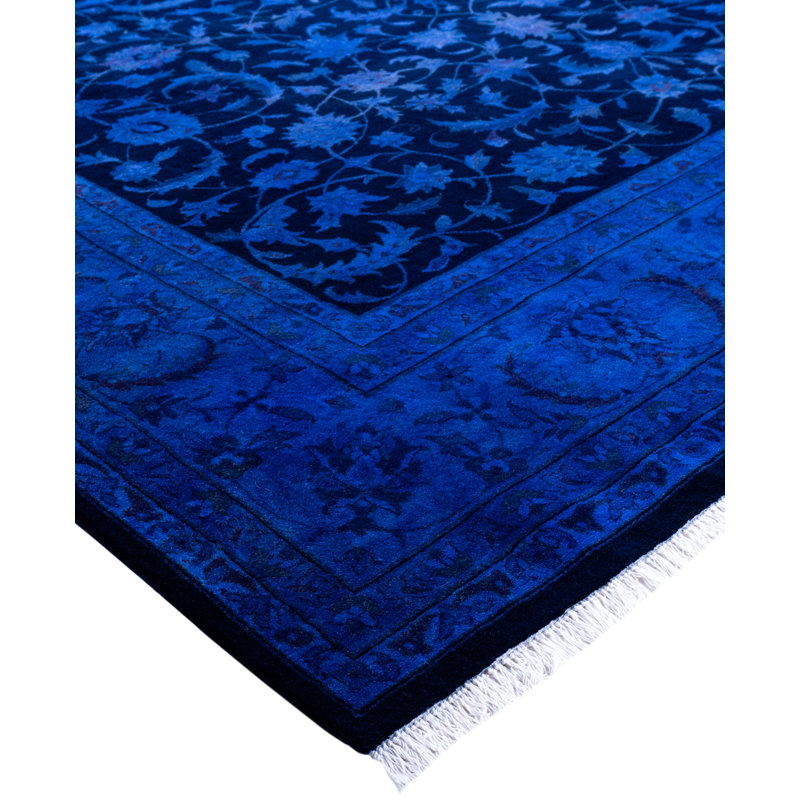 Overdyed Hand-Knotted Wool Modern-Contemporary Blue Area Rug 8' 0" x 11' 0"