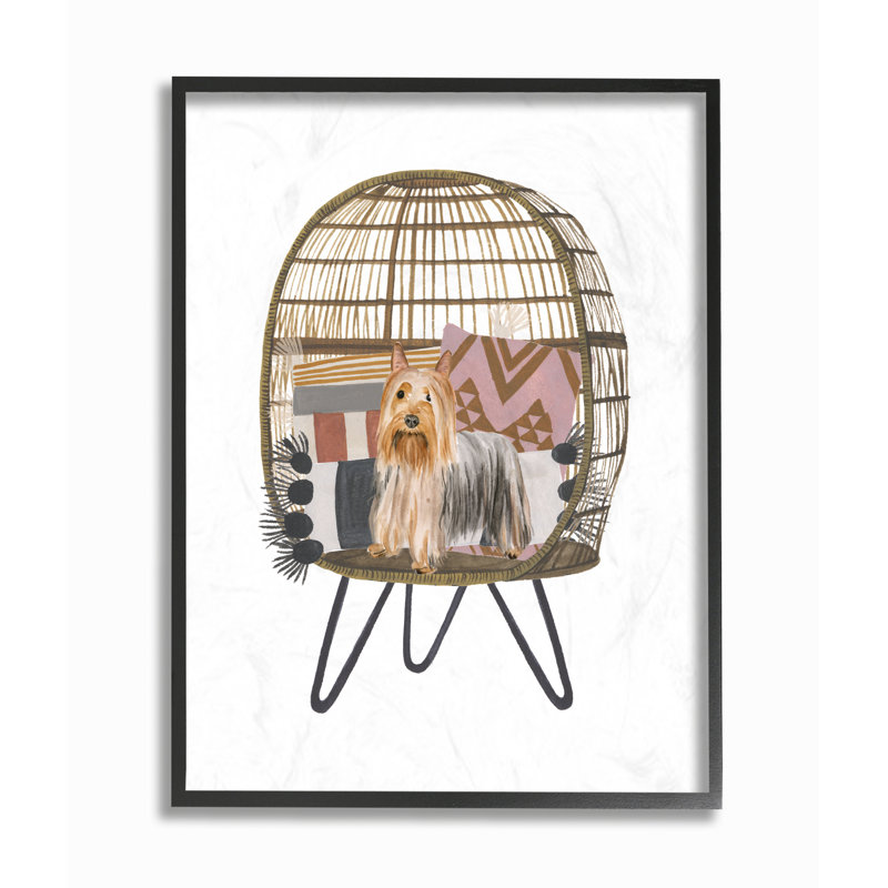 «Puppy Dog Chair Pet», reproduction d'art, H 16 po x l 20 po, Giclée encadrée noir minuit