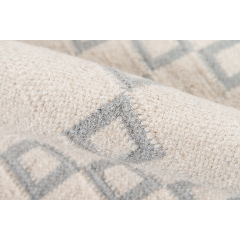 Thompson Wool Geometric Area Rug in Gray, Rectangle 3'6" x 5'6"