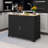 48.5" Rubber Wood Countertop Kitchen Cart With Trash Can Storage Cabinet & Power Outlet-838600813