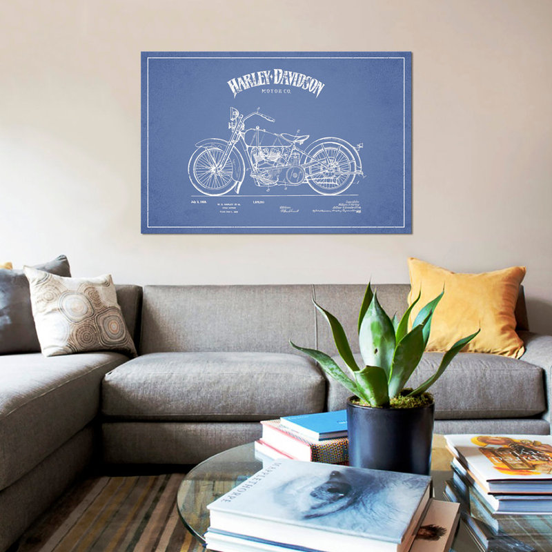 «Harley-Davidson Motorcycles II», impression sur toile, H 8 po x l 12 po x P 0,75 po, Pas de tapis, Toile tendue