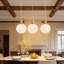 3 -Light Kitchen Island White Glass Pendant