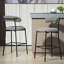 Tabouret de bar 26 po à hauteur de comptoir avec tabouret de bar et housse en tissu noir avec revêtement thermolaqué et repose-pieds-105009872