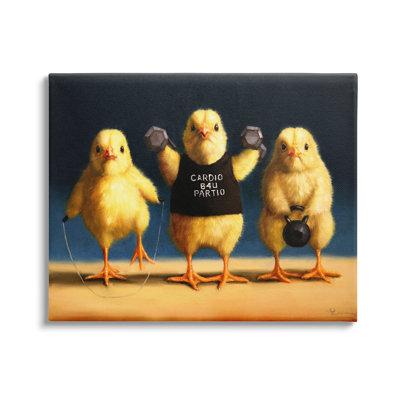 Drôle d'exercice avec poussins par Lucia Heffernan - peinture sur toile tendue